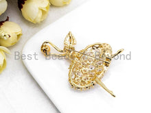 Load image into Gallery viewer, CZ Micro Pave Ballerina Dancer Brooch/ Pin/Penant, Sku#P42