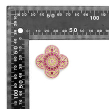 Load image into Gallery viewer, Colorful CZ Large four Petal Flower Charm Pendant, Sku#LX589