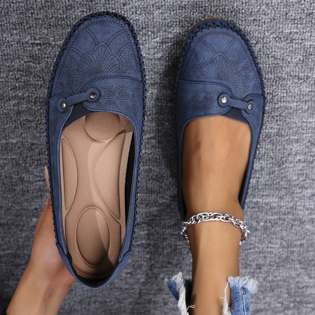 Women's Retro Flat Loafers - Comfortable Slip-On Shoes for Everyday Wear
