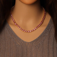 Load image into Gallery viewer, Pink Clear CZ Heart Necklace, Sku#LD511