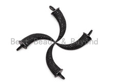 Load image into Gallery viewer, Black CZ Pave On Black Micro Pave Horn Charm Beads, Horn Beads,12x32mm, sku#F386