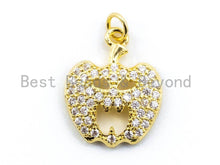 Load image into Gallery viewer, CZ Micro Pave Scary Pumpkin Charm, Cubic Zirconia Hollow Skull Charm,Halloween Pave Jewelry Findings, sku#F138