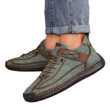 Load image into Gallery viewer, Hand-Stitched Leather Boots for Men &amp; Women - Casual Outdoor Lace-Up Boots with Rubber Sole