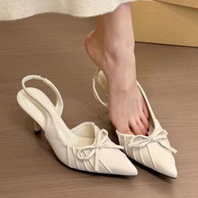 Load image into Gallery viewer, Women's Bow-Tie Pointed Toe Sandals - Elegant Pointed Toe Mid Heel Shoes