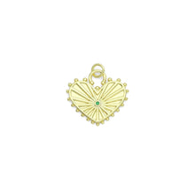 Load image into Gallery viewer, Green CZ Center Heart Lock Charm Pendant, Sku#LK1175