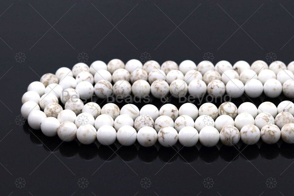 Natural White Howlite with Light Vein Round Smooth beads, sku#U1179