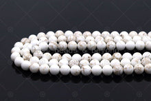 Load image into Gallery viewer, Natural White Howlite with Light Vein Round Smooth beads, sku#U1179