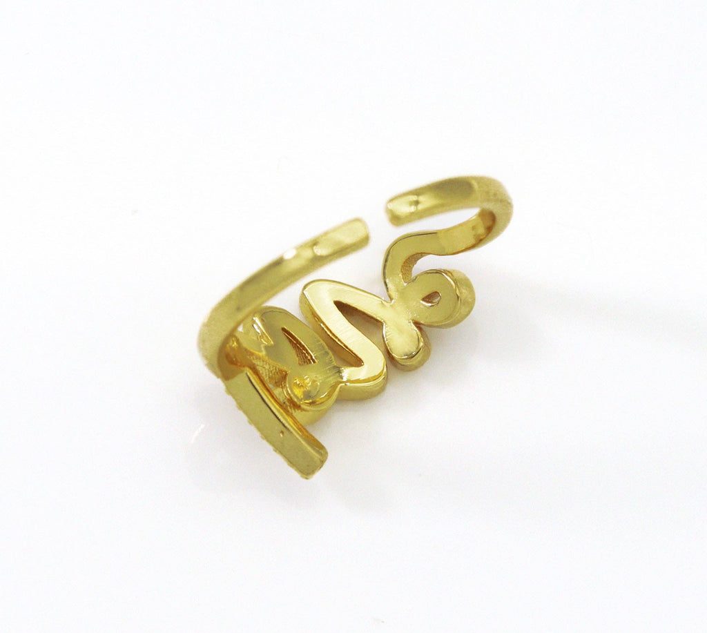 CZ Love Gold Adjustable Ring, Sku#X347