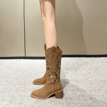 Load image into Gallery viewer, Women's Embroidered Western Cowboy Boots - Chunky Heel Knight Boots