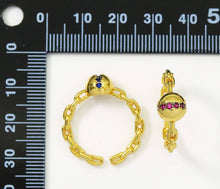 Load image into Gallery viewer, Colorful CZ Half Round Ball Adjustable Ring, Sku#X335