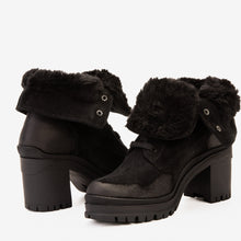 Load image into Gallery viewer, The Elera Black Leather Block Heel Women Boot