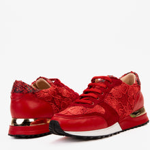Load image into Gallery viewer, The Noir Red Leather Women Sneaker
