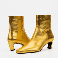 Load image into Gallery viewer, The Golden Glow Gold Leather Kitten Heel Women Boot