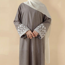 Load image into Gallery viewer, Elegant Cocoon-Cut Pullover Dress | 2-Piece Set Embroidered Abaya (MA145)