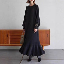 Load image into Gallery viewer, Elegant Lantern Sleeve Mermaid Maxi Dress | Loose Fit Long Sleeve Dress(MS154)