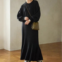 Load image into Gallery viewer, Elegant Lantern Sleeve Mermaid Maxi Dress | Loose Fit Long Sleeve Dress(MS154)