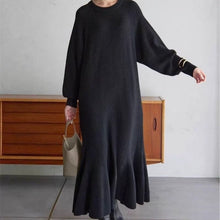 Load image into Gallery viewer, Elegant Lantern Sleeve Mermaid Maxi Dress | Loose Fit Long Sleeve Dress(MS154)