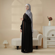 Load image into Gallery viewer, Modest Pullover Abaya with Palestinian Embroidery, Elegant Ruffled Cuff Maxi Dress (MA141)
