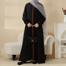Load image into Gallery viewer, Modest Pullover Abaya with Palestinian Embroidery, Elegant Ruffled Cuff Maxi Dress (MA141)