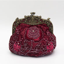 Load image into Gallery viewer, Embroidered Rose with Sequins Beads Evening Clutch Bag (MAC291)