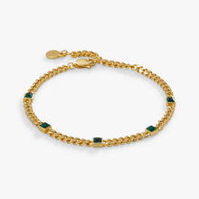 Load image into Gallery viewer, May Birthstone Emerald Curb Chain Bracelet