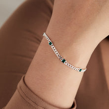 Load image into Gallery viewer, May Birthstone Emerald Curb Chain Bracelet