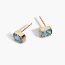 Load image into Gallery viewer, March Emerald-Cut Birthstone Stud