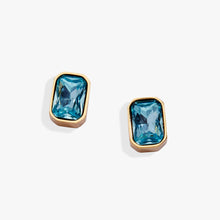 Load image into Gallery viewer, March Emerald-Cut Birthstone Stud