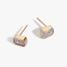 Load image into Gallery viewer, April Emerald-Cut Birthstone Stud Earrings