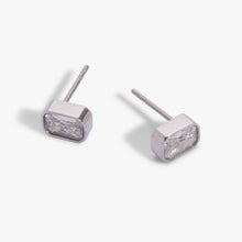 Load image into Gallery viewer, April Emerald-Cut Birthstone Stud Earrings