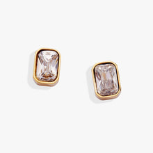 Load image into Gallery viewer, April Emerald-Cut Birthstone Stud Earrings