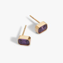 Load image into Gallery viewer, February Emerald-Cut Birthstone Stud Earrings