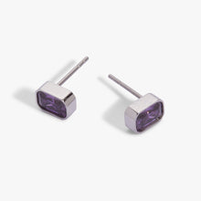 Load image into Gallery viewer, February Emerald-Cut Birthstone Stud Earrings