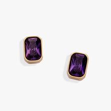 Load image into Gallery viewer, February Emerald-Cut Birthstone Stud Earrings