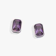 Load image into Gallery viewer, February Emerald-Cut Birthstone Stud Earrings