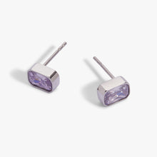 Load image into Gallery viewer, June Emerald-Cut Birthstone Stud Earrings