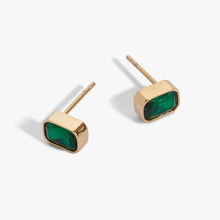 Load image into Gallery viewer, May Emerald-Cut Birthstone Stud Earrings