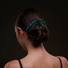 Load image into Gallery viewer, Emerald Green Crystal Leaf Hair Comb Set