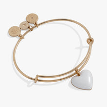 Load image into Gallery viewer, White Enamel Heart Charm Bangle