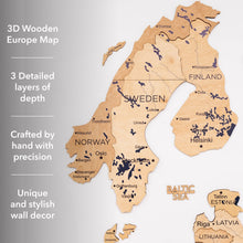 Load image into Gallery viewer, 3D Europe Wooden Map Gold