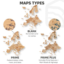 Load image into Gallery viewer, 3D Europe Wooden Map Gold