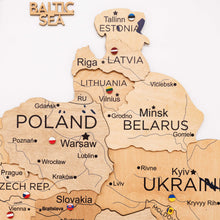 Load image into Gallery viewer, 3D Europe Wooden Map Gold