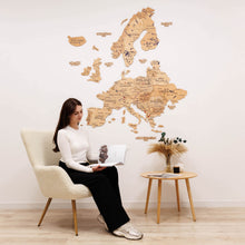 Load image into Gallery viewer, 3D Europe Wooden Map Gold