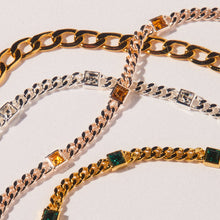 Load image into Gallery viewer, November Birthstone Topaz Curb Chain Bracelet
