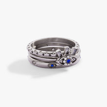 Load image into Gallery viewer, Evil Eye Stacking Ring Set of 3