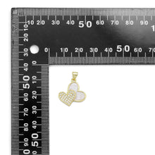 Load image into Gallery viewer, CZ Double Heart White Enamel Gold Charm, Sku#LK923