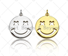 Load image into Gallery viewer, 18K Hollow Out Smiley Face Pendant/Charm,Gold Silver Medallion Charm, Necklace Bracelet Charm Pendant,19x22mm, Sku#LK248