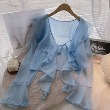 Load image into Gallery viewer, Plus-size Ruffled Chiffon Sun-protective Top For Women