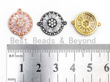 Load image into Gallery viewer, CZ Micro Pave Clear Crystal Evil Eyes Coin Connector for Bracelet/Necklace, Cubic Zirconia Space Connector Link, 14x18mm, 1pc, sku#A53