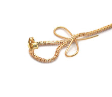 Load image into Gallery viewer, Gold CZ Bowknot Long Dangle Stud Earrings, Sku#ZX108/lx375